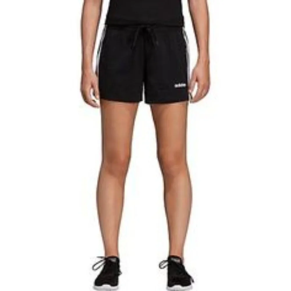 Adidas Black 3 White Stripe Loose Fit Running Shorts EUC sz MED